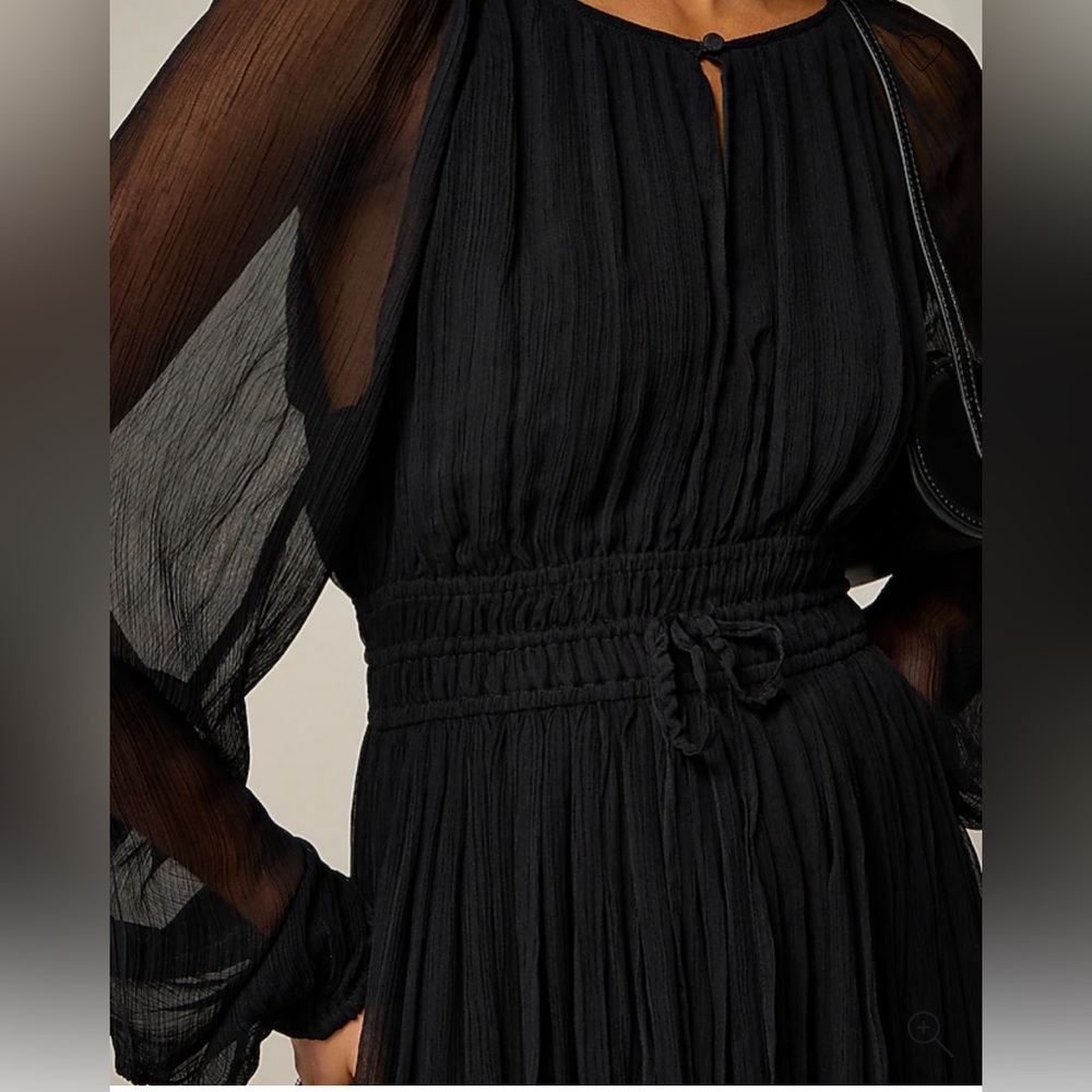 J Crew Elena Long Sleeve Black Chiffon Dress - Picture 9 of 13